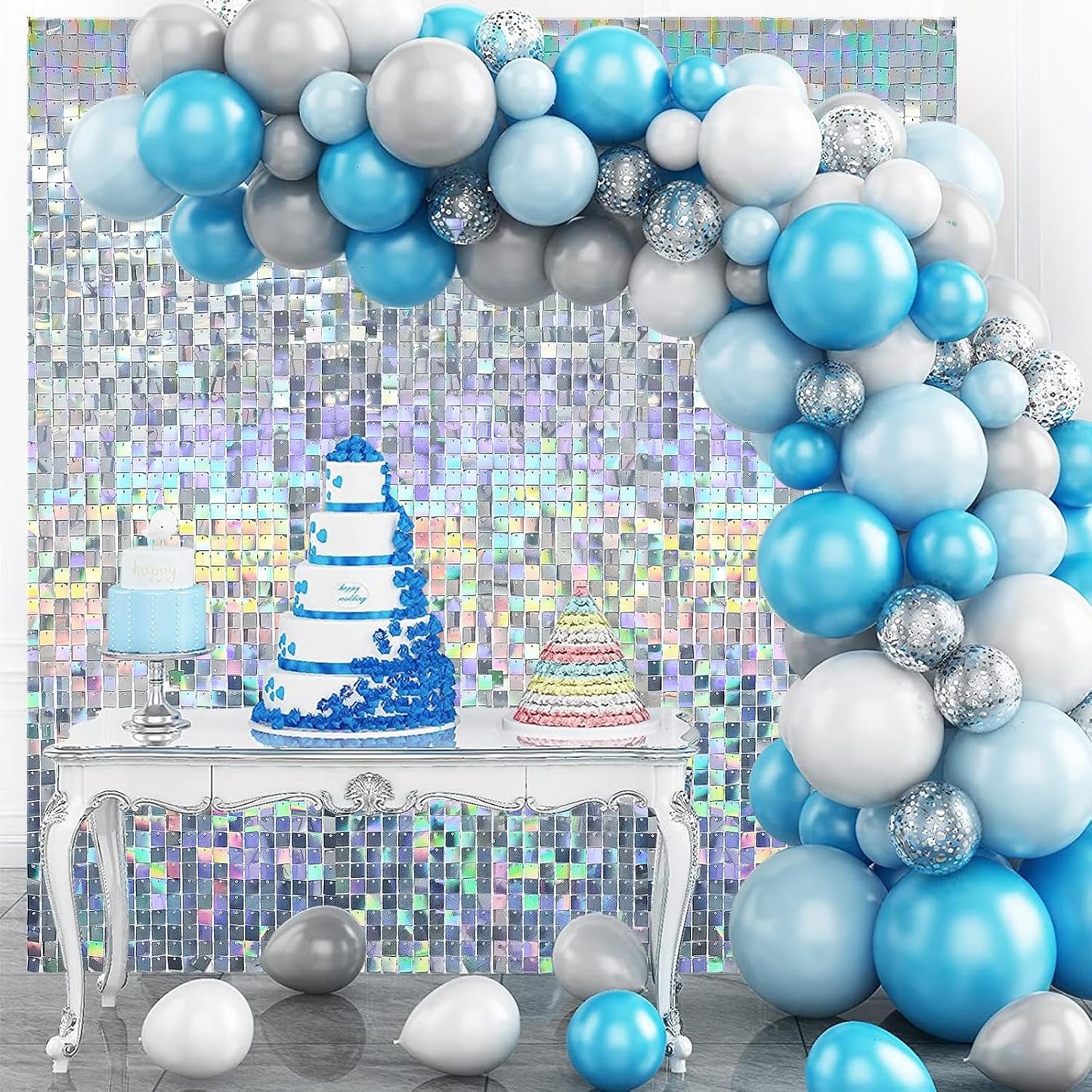 Iridescent Silver Shimmer Wall Backdrop for Stunning Events