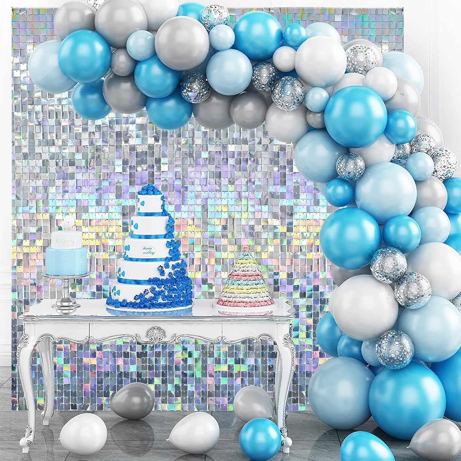 Iridescent Silver Shimmer Wall Backdrop for Stunning Events