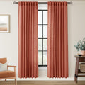 80 inch Linen Terracotta Curtains 2 Panels - Light Filtering Rustic