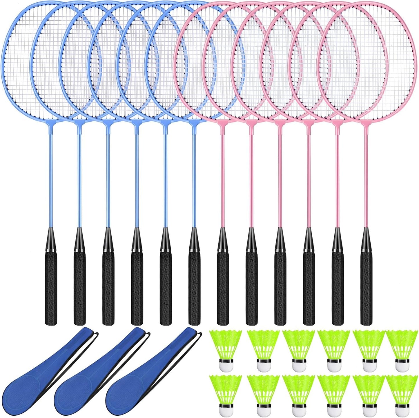 12 Pack Badminton Rackets Set for Outdoor Games and Beginners