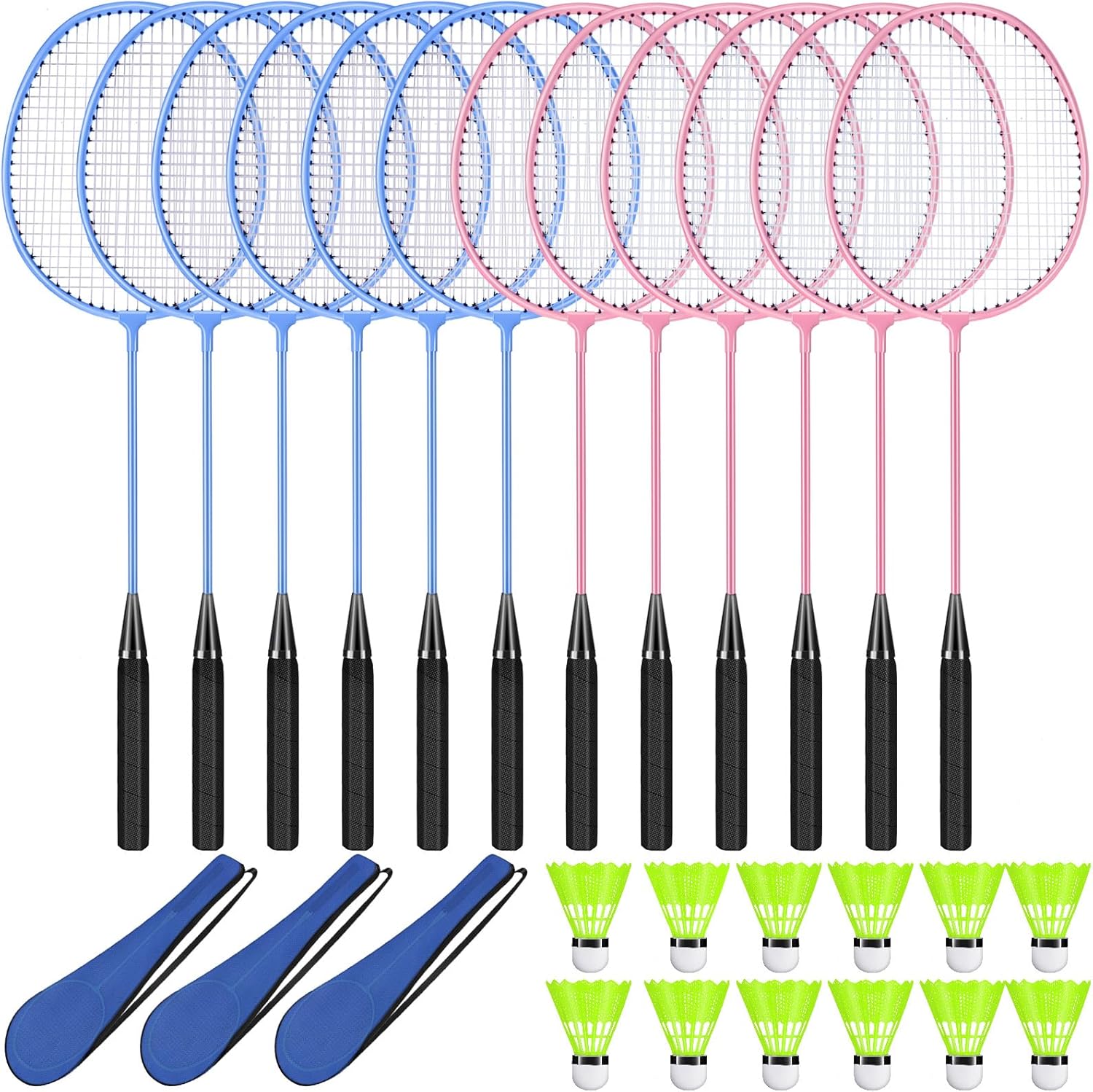 12 Pack Badminton Rackets Set for Outdoor Games and Beginners