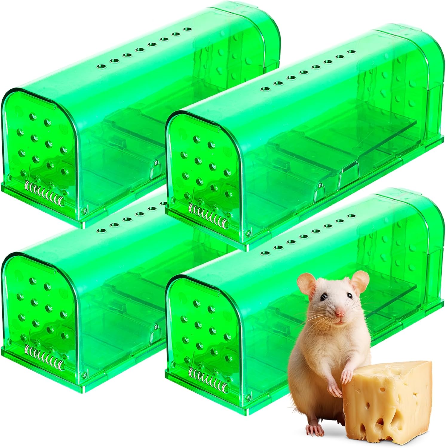 Green Humane Mouse Trap 4 Pack - Easy Release, No Kill