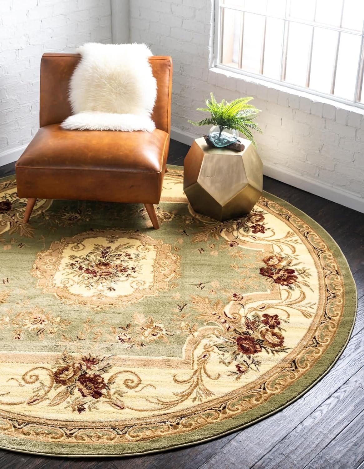 Unique Loom Versailles Collection Area Rug - Elegant Round Design
