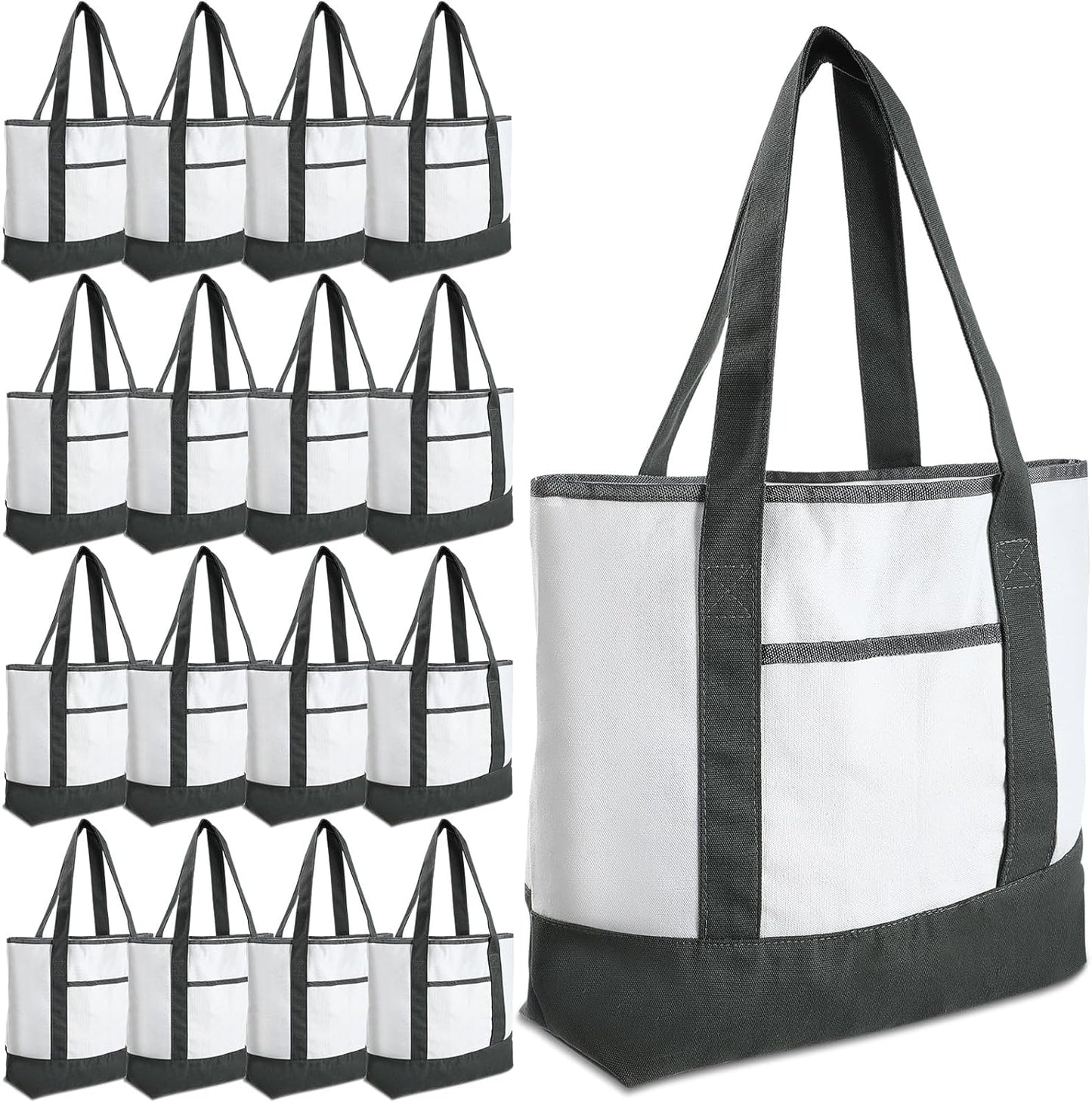 Reginary 16 Pcs Canvas Tote Bags for DIY and Shopping Needs