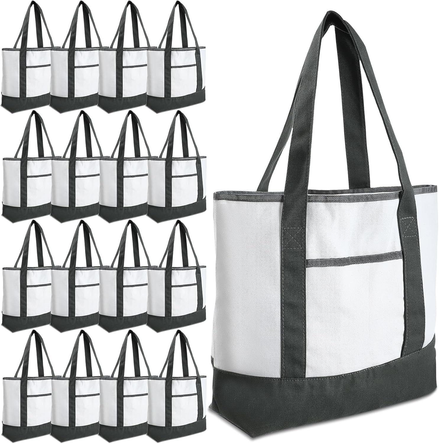 Reginary 16 Pcs Canvas Tote Bags for DIY and Shopping Needs