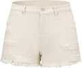 THUNDER STAR Women Mid Rise Ripped Stretchy Jeans Shorts (Style FRWK)