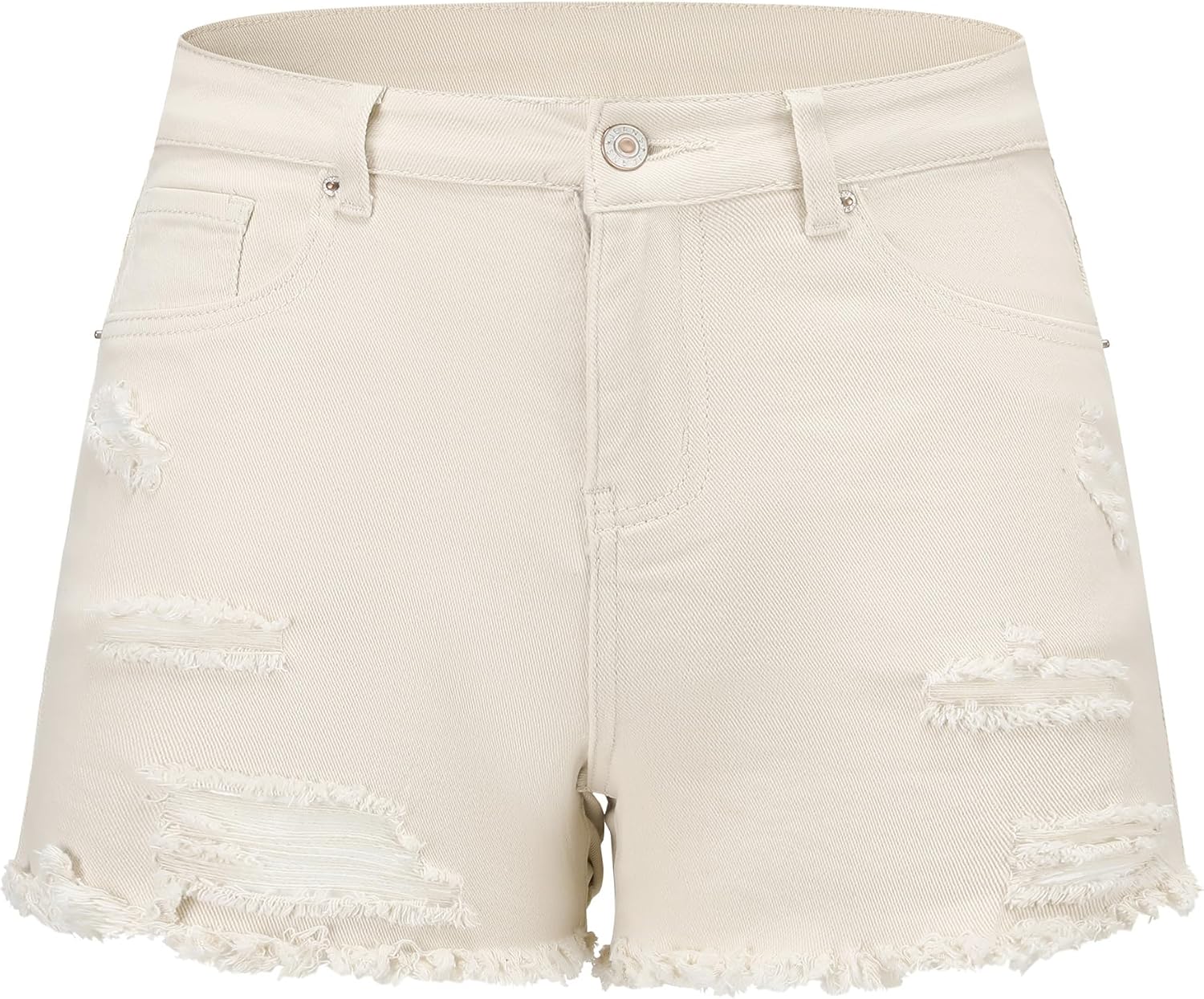 THUNDER STAR Women Mid Rise Ripped Stretchy Jeans Shorts for Summer