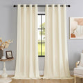 SMILETIME Ivory White 52 x 120 in Velvet Curtain Panels - Soft Privacy