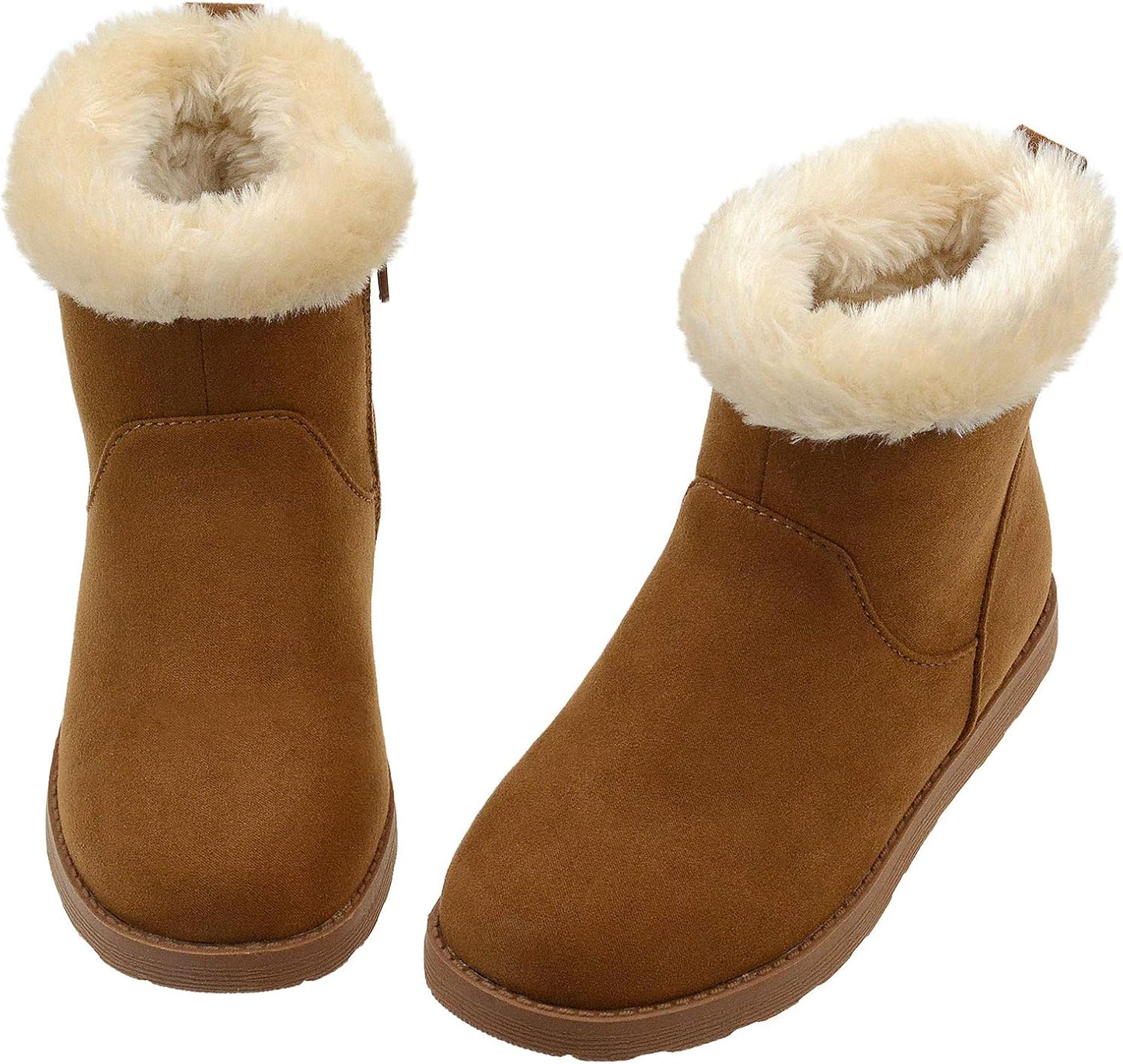 Vonaire Girls Fuzzy Warm Winter Short Boots for Kids Comfort
