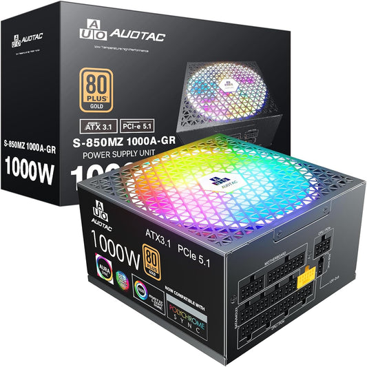 1000W Fully Modular Power Supply with RGB Fan and 80+ Gold Cert