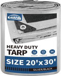 TARPAL 20x30 ft Heavy Duty Tarp 10.5mil Silver/Black - Weather