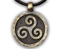 Celtic Triskelion Endless Spiral Pendant Necklace - Handmade Brass