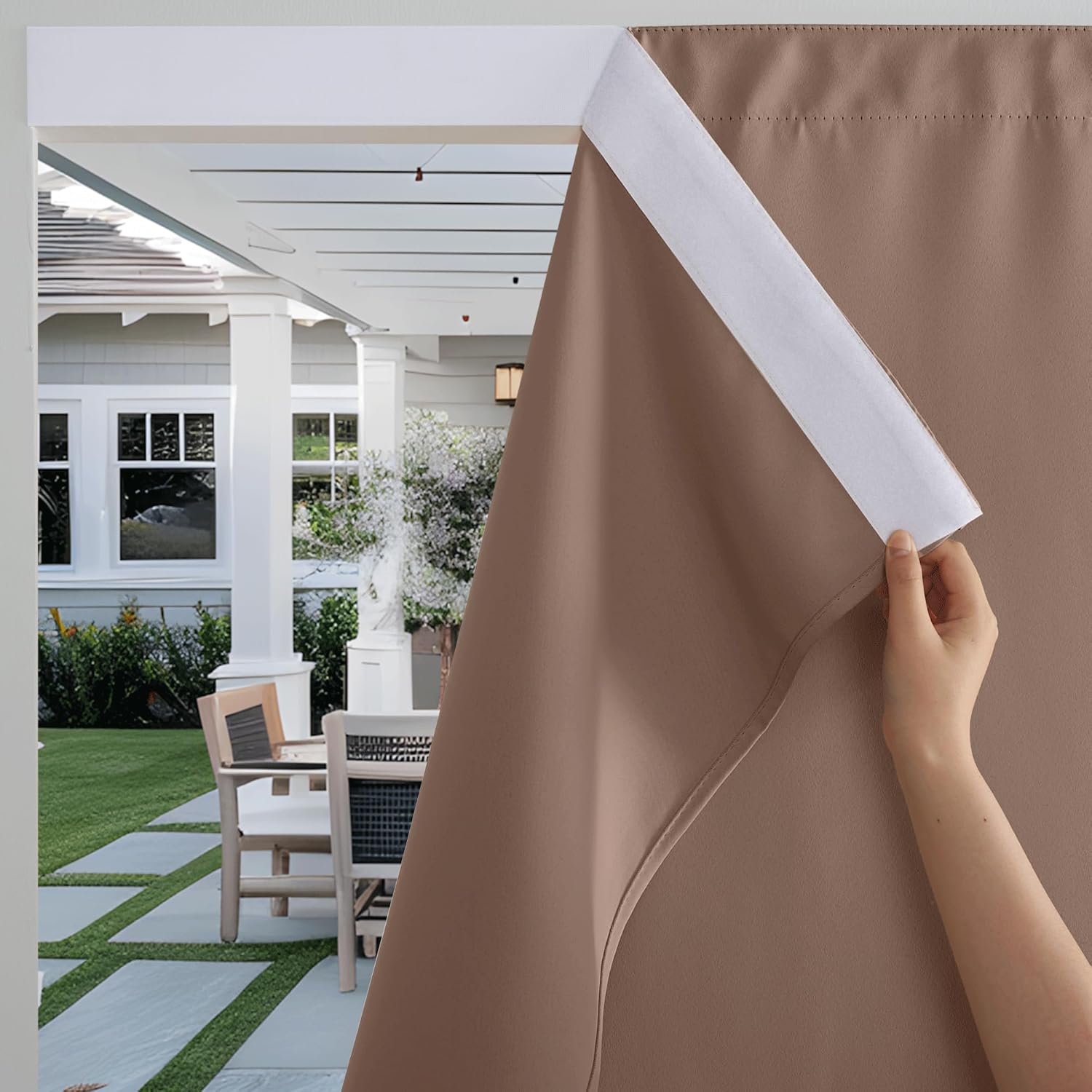 RYB HOME Windproof Outdoor Curtains for Patio Waterproof Shade