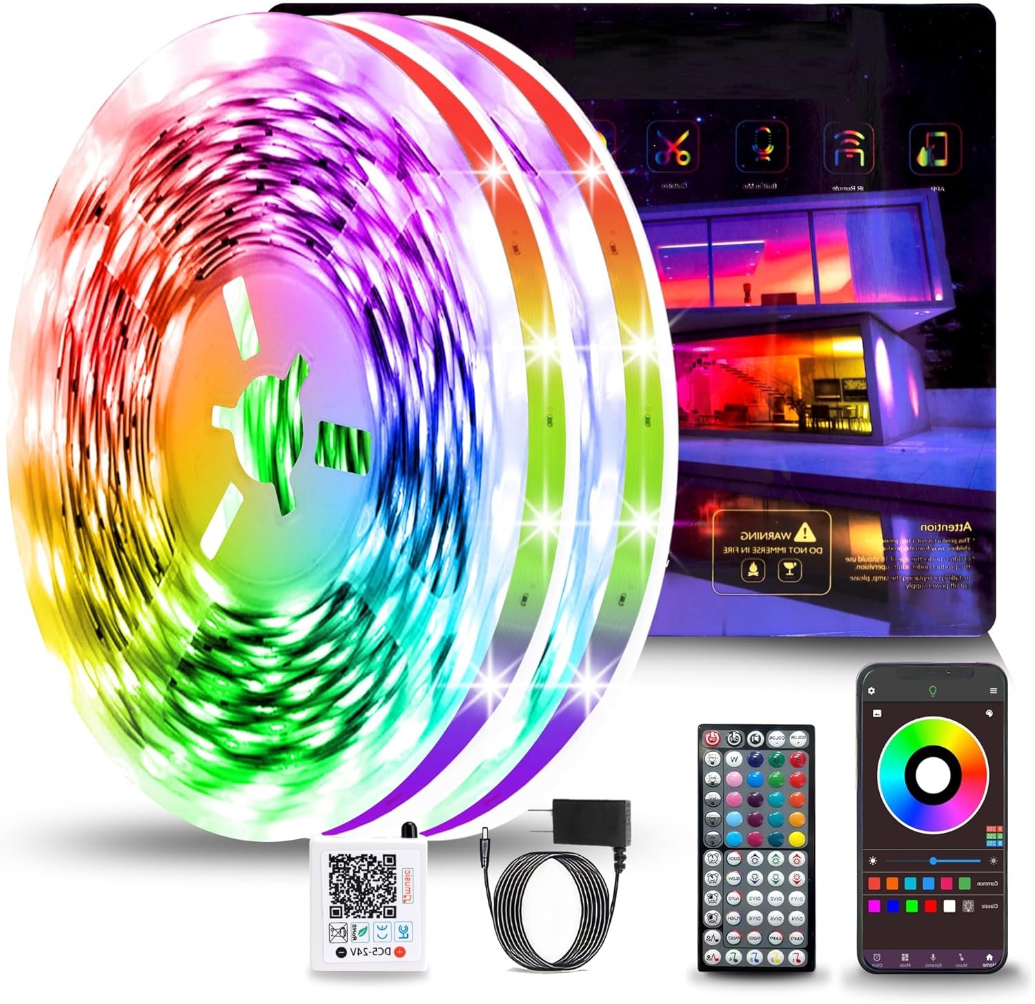 RGB Led Strip Lights for Bedroom 300FT with Music Sync Control
