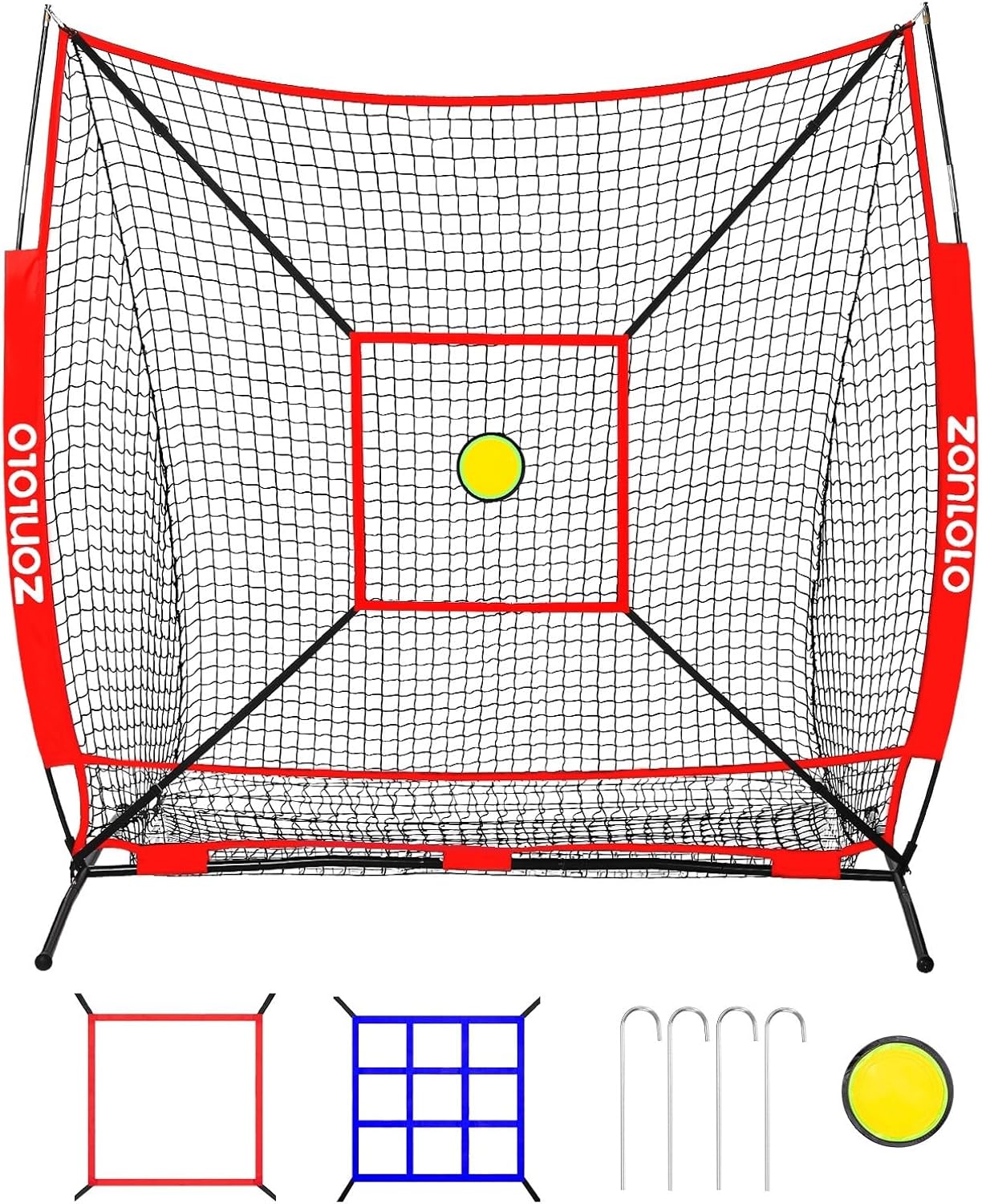6 x 6 FT Portable Baseball Net for Kids with 3 Targets