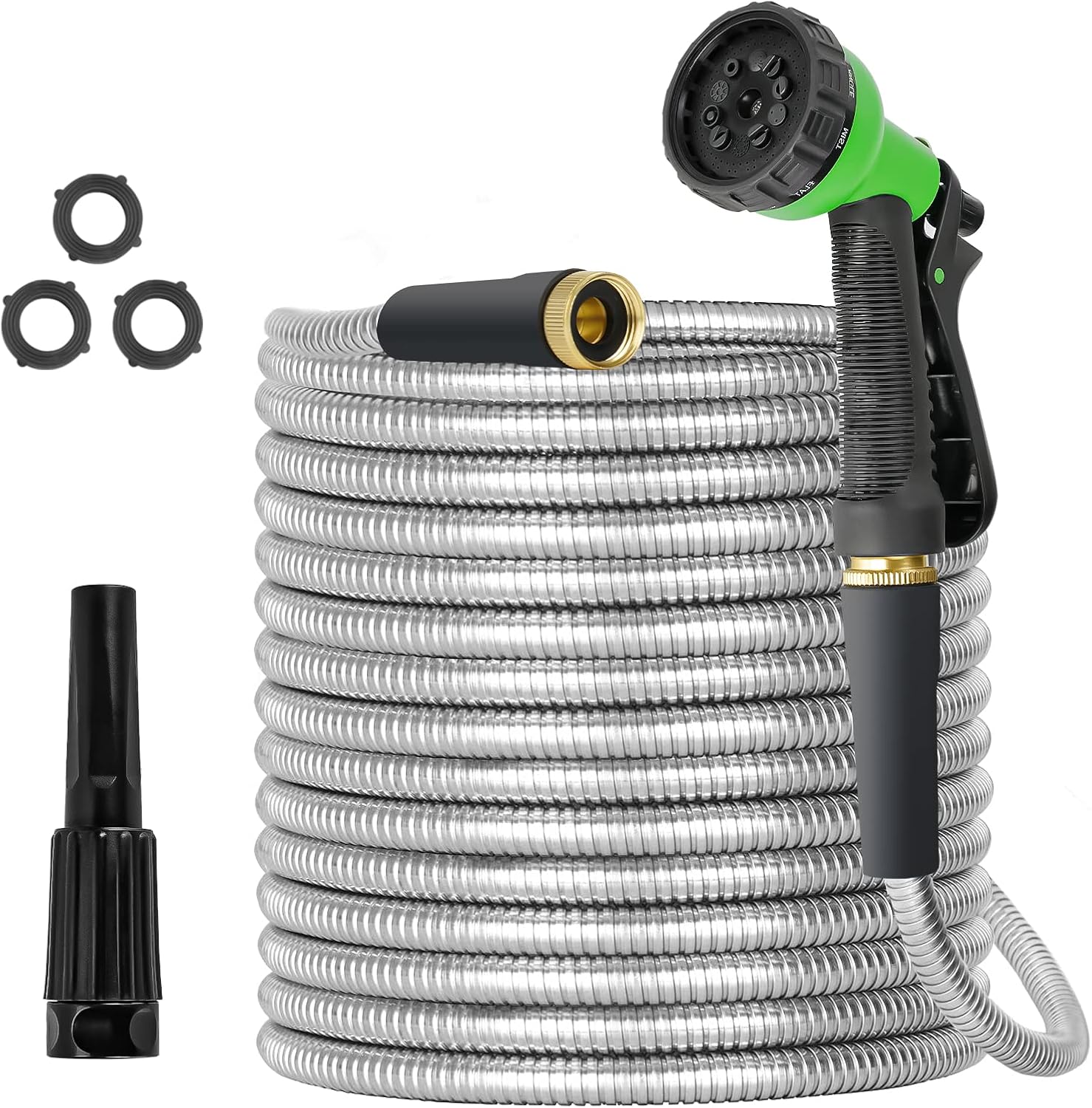 Metal Garden Hose 150ft by TVKB - Super Tough & Flexible