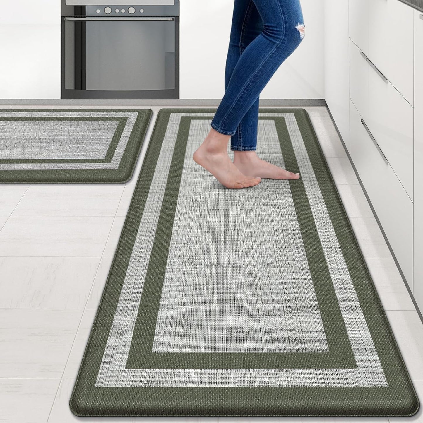 Mattitude Kitchen Mats Set of 2 Cushioned Non-Skid Waterproof Rugs