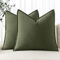 Decorative Linen Euro Sham Pillow Covers 26x26 Dark Olive Green