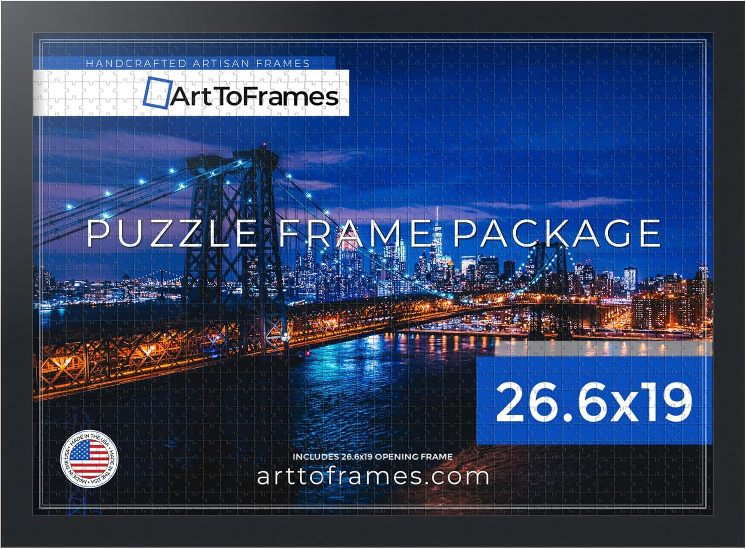 Premium Black Puzzle Frame for 1000 Piece Puzzles - 26.6x19 IN