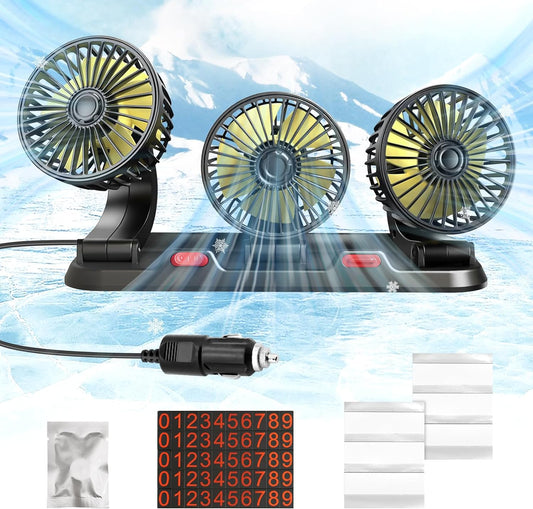 Powerful 3-Head Car Cooling Fan - Stay Cool On The Go!