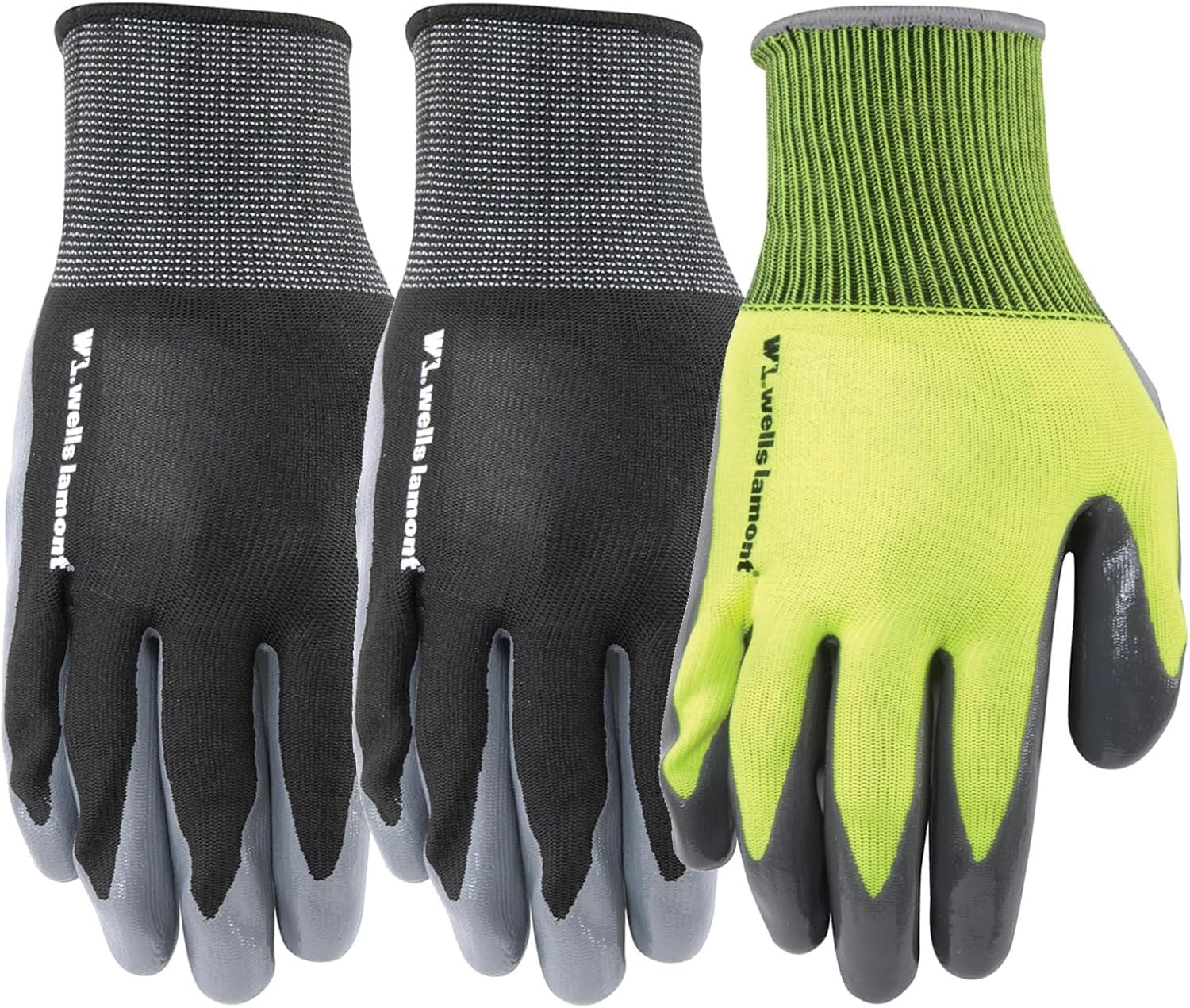 Wells Lamont Black Nitrile Work Gloves, Superior Grip (Pack of 3)