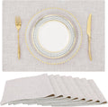 Cotton Linen Placemats Set of 8 - Neutral Beige, Thick & Washable