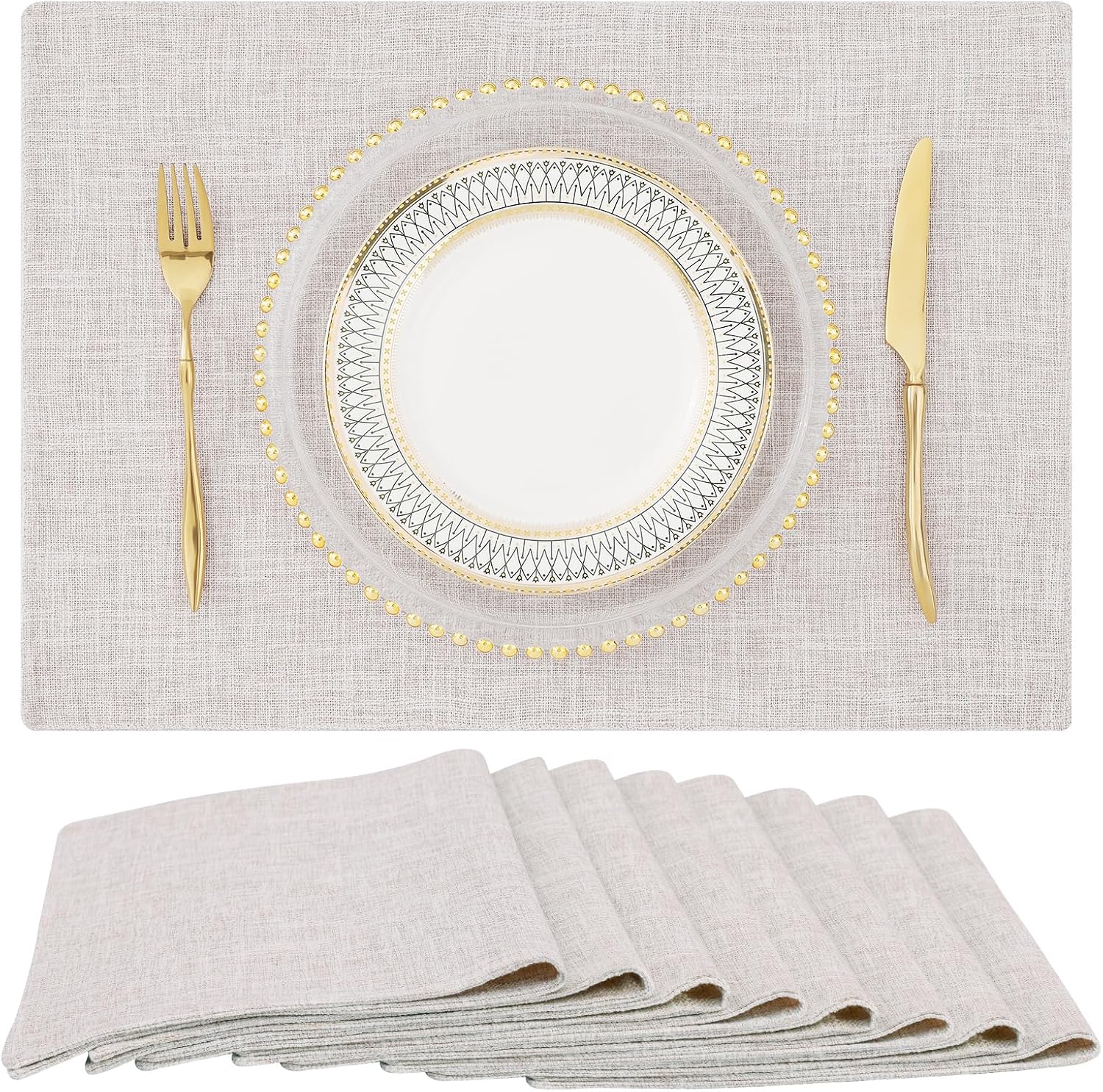 Homing Cotton Linen Placemats Set of 8 for Elegant Dining