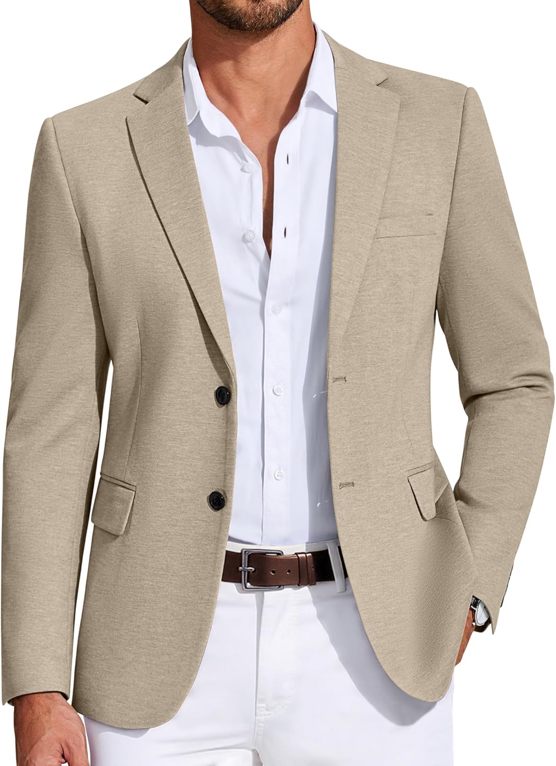 COOFANDY Mens Casual Blazer Lightweight Two Button Suit Jacket