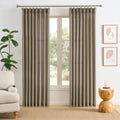 Custom Length Curtains 92 in Long Pinch Pleated Linen Blend - Khaki
