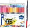 STAEDTLER Double-Ended Fiber-Tip Pens, 120 Colors - Dual Fine & Bold