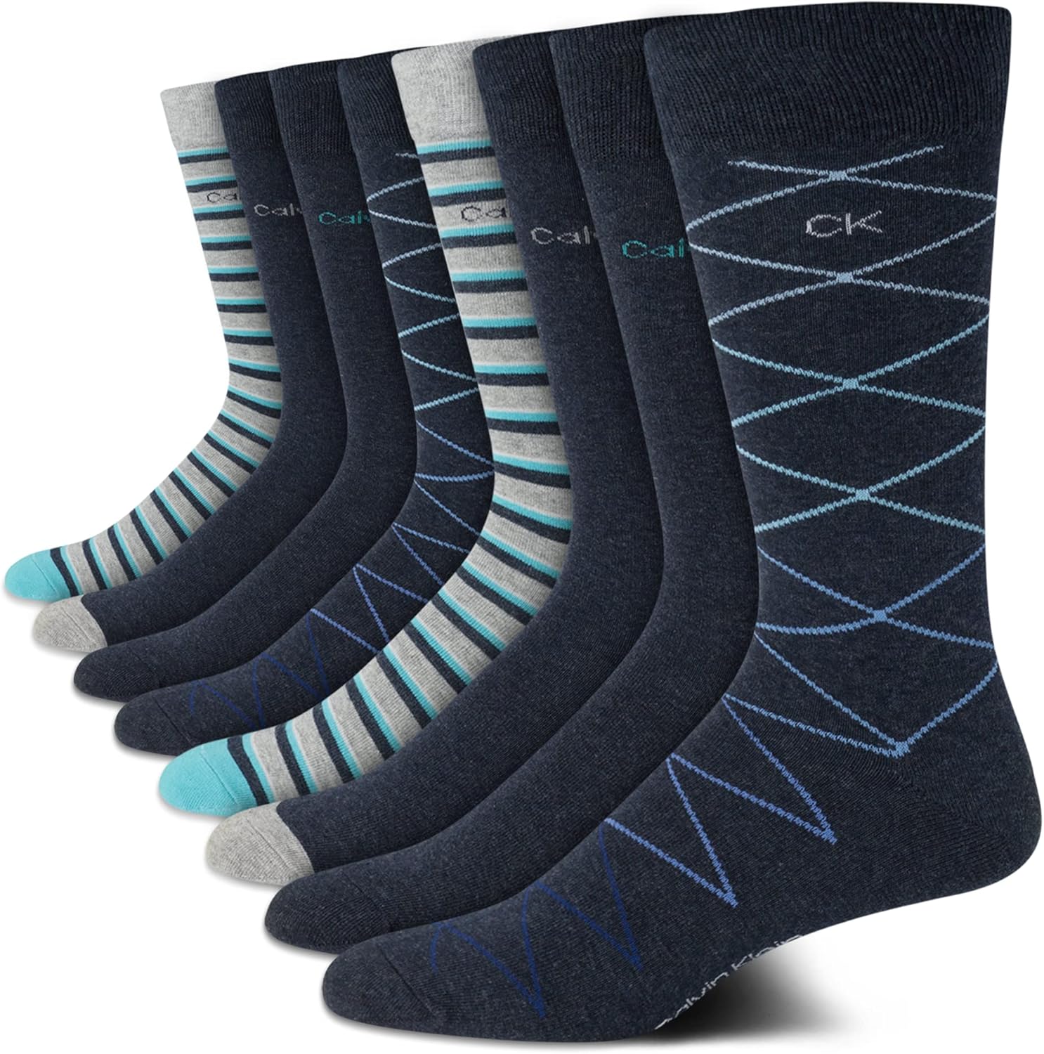 Calvin Klein Mens Dress Socks - Soft Cotton Blend Crew Socks