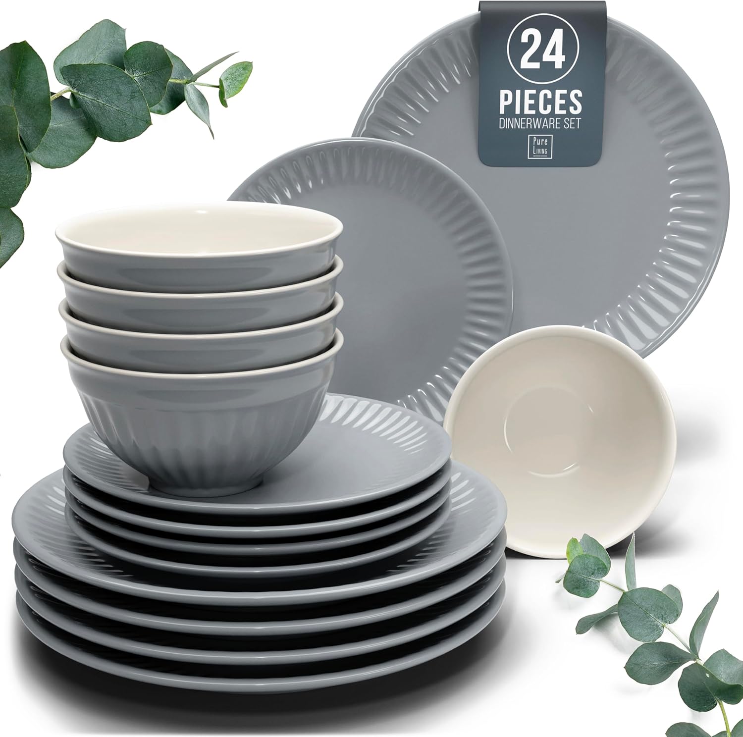 Stoneware Dinnerware Set for 8 People - Elegant Scandi Design