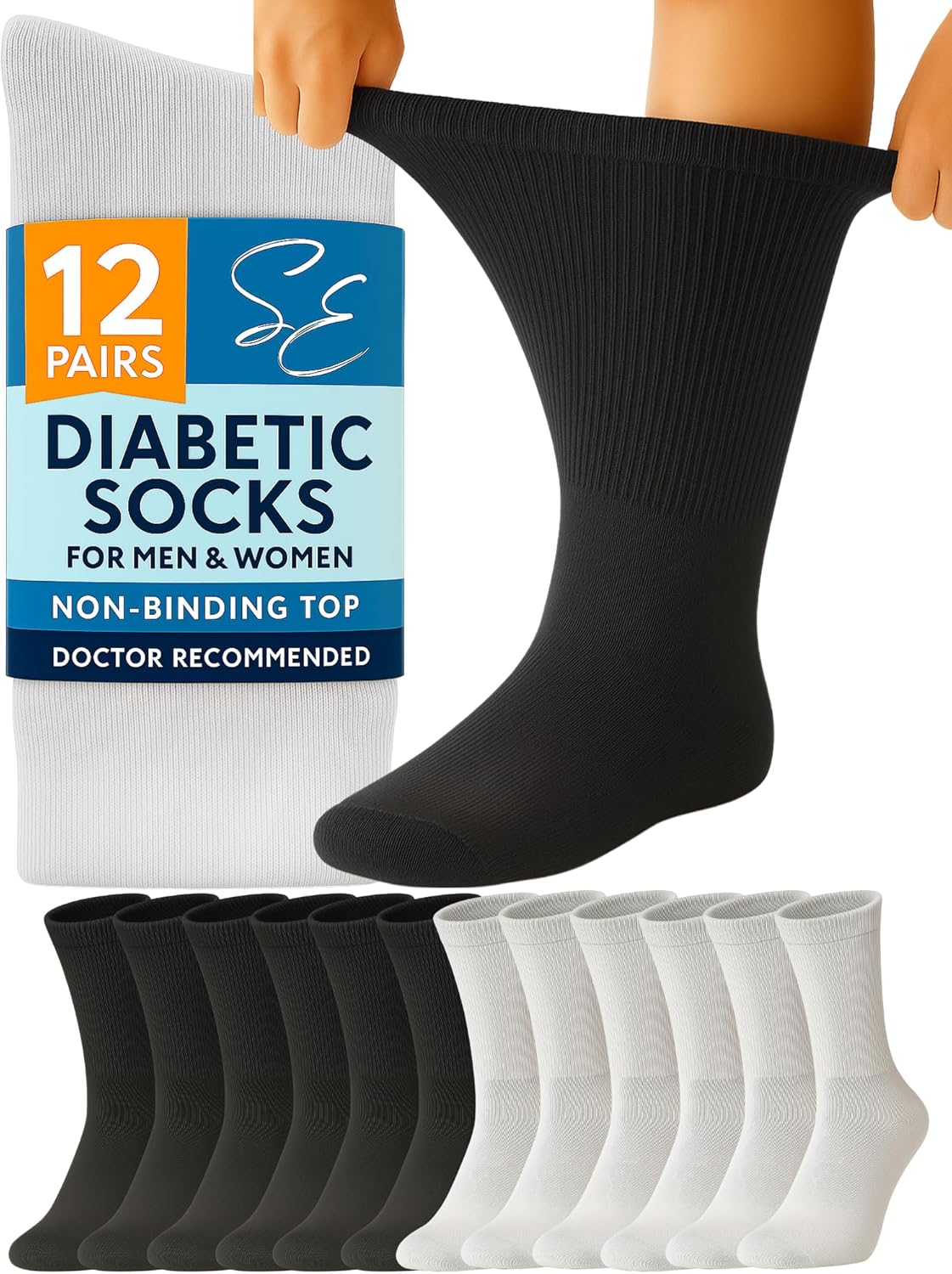 Special Essentials Diabetic Socks for Men & Women - 12 Pairs