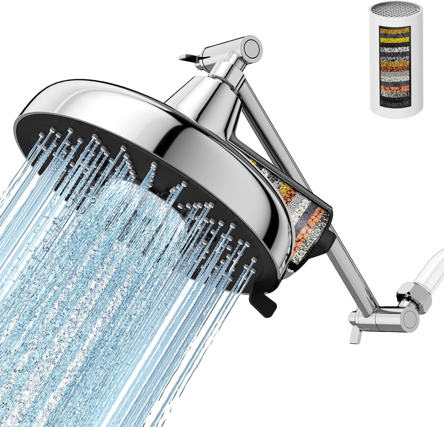 Filtered Shower Head with Extension Arm for Hard Water Needs
