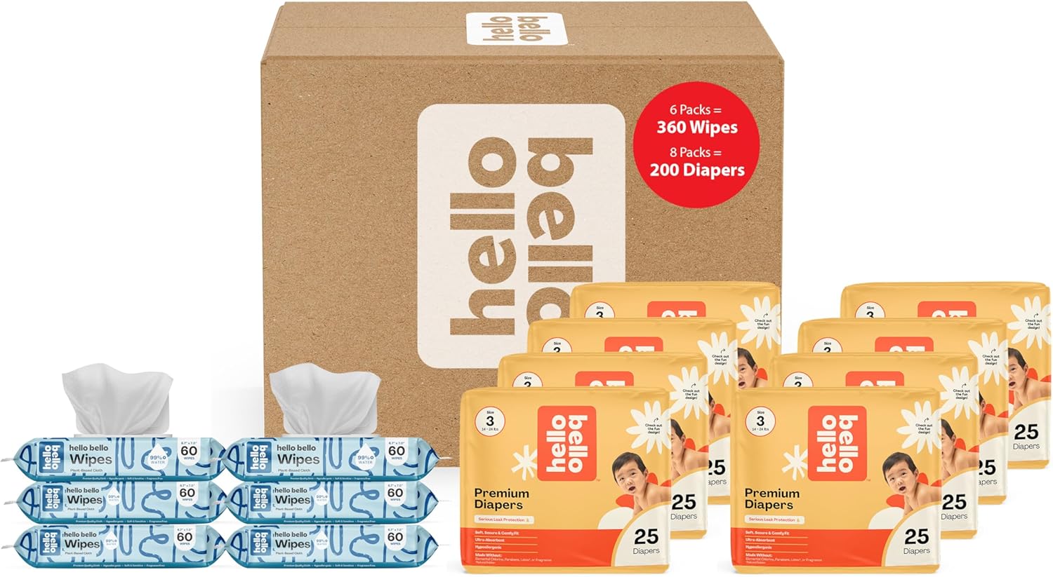 Hello Bello Mega Surprise Pack Size 3 Hypoallergenic Diapers