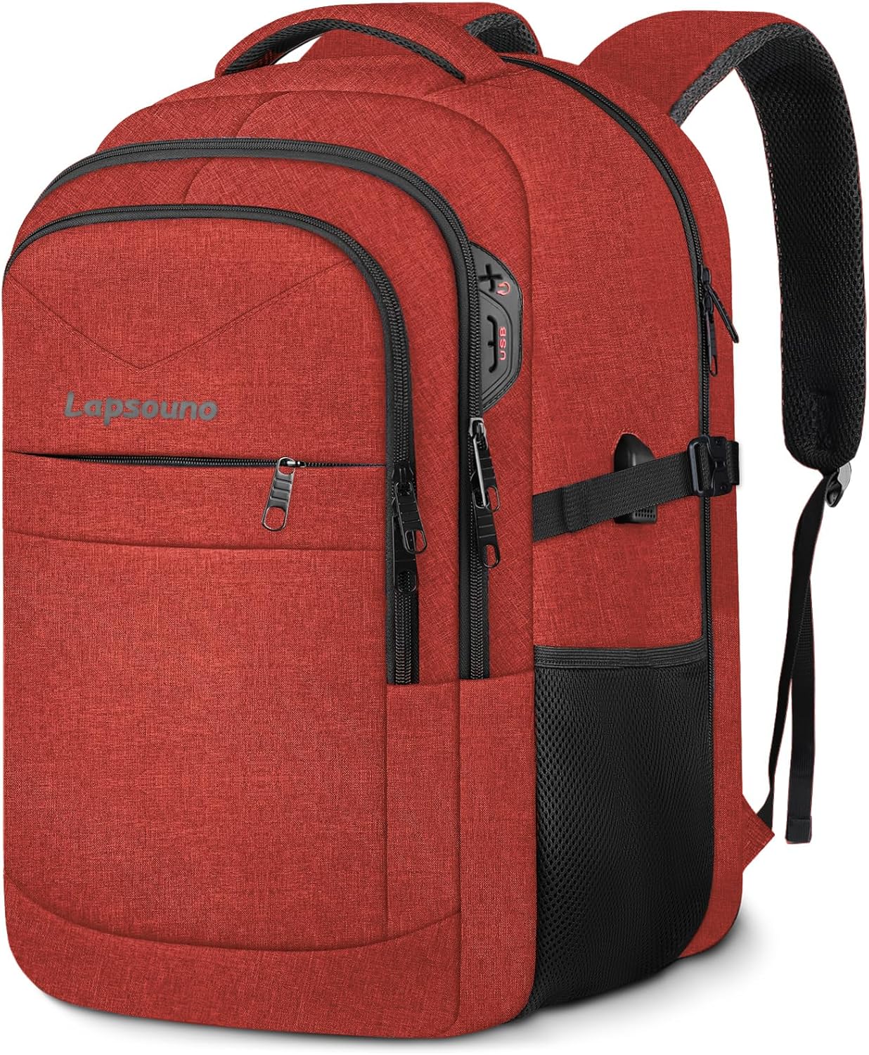 Lapsouno Large Travel Laptop Backpack with USB Port and Warranty