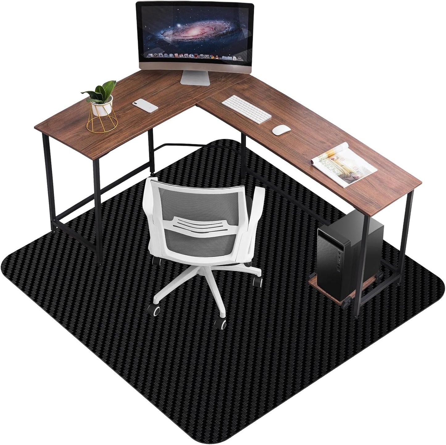 Anti-Slip Easy Glide 63x51 Black Desk Chair Mat
