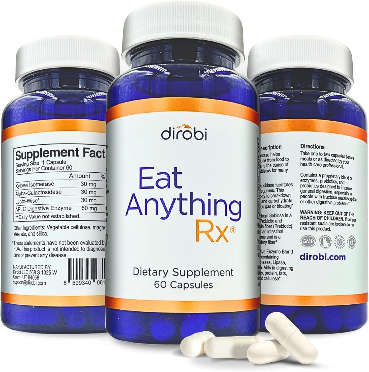 Dirobi Eat Anything Digestive Enzymes for Gas & Bloating Relief