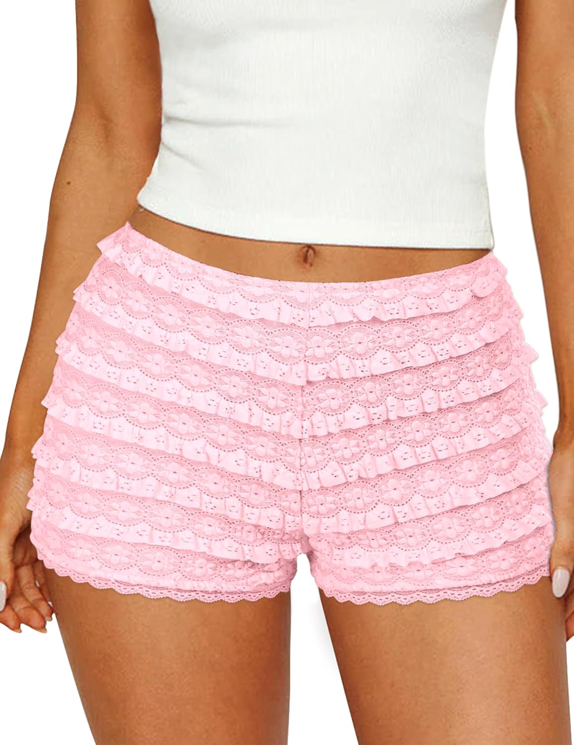 FOMELY Women's Ruffle Shorts Lace Bloomers for Summer Fun