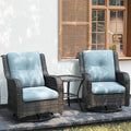 Outdoor Swivel Rocker Patio Chairs Set of 2 with Side Table - Smooth