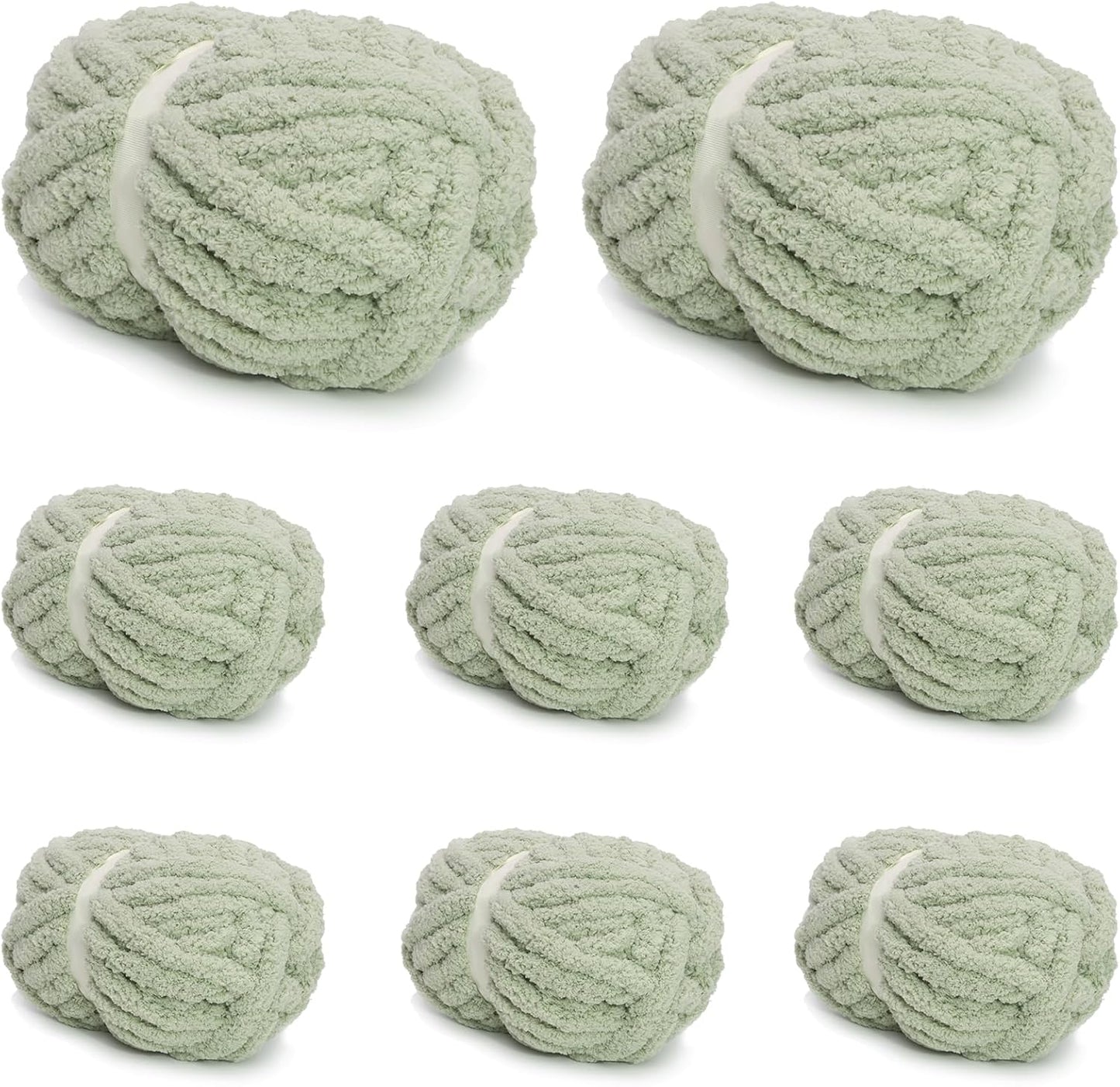 8 Pack Sage Green Giant Chunky Yarn for Crocheting Projects