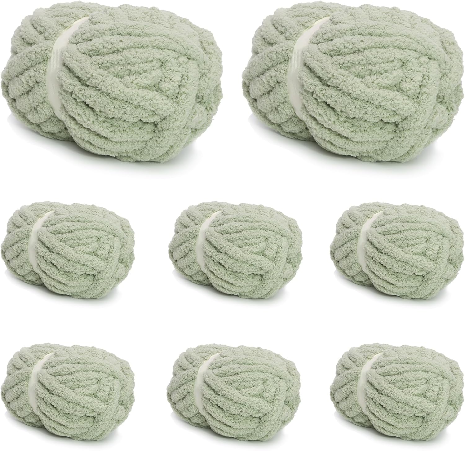 8 Pack Sage Green Giant Chunky Yarn for Crocheting Projects