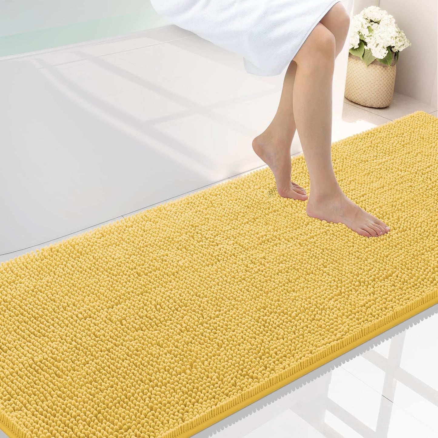 Smiry Luxury Chenille Bathroom Rugs - Soft, Absorbent, Non-Slip