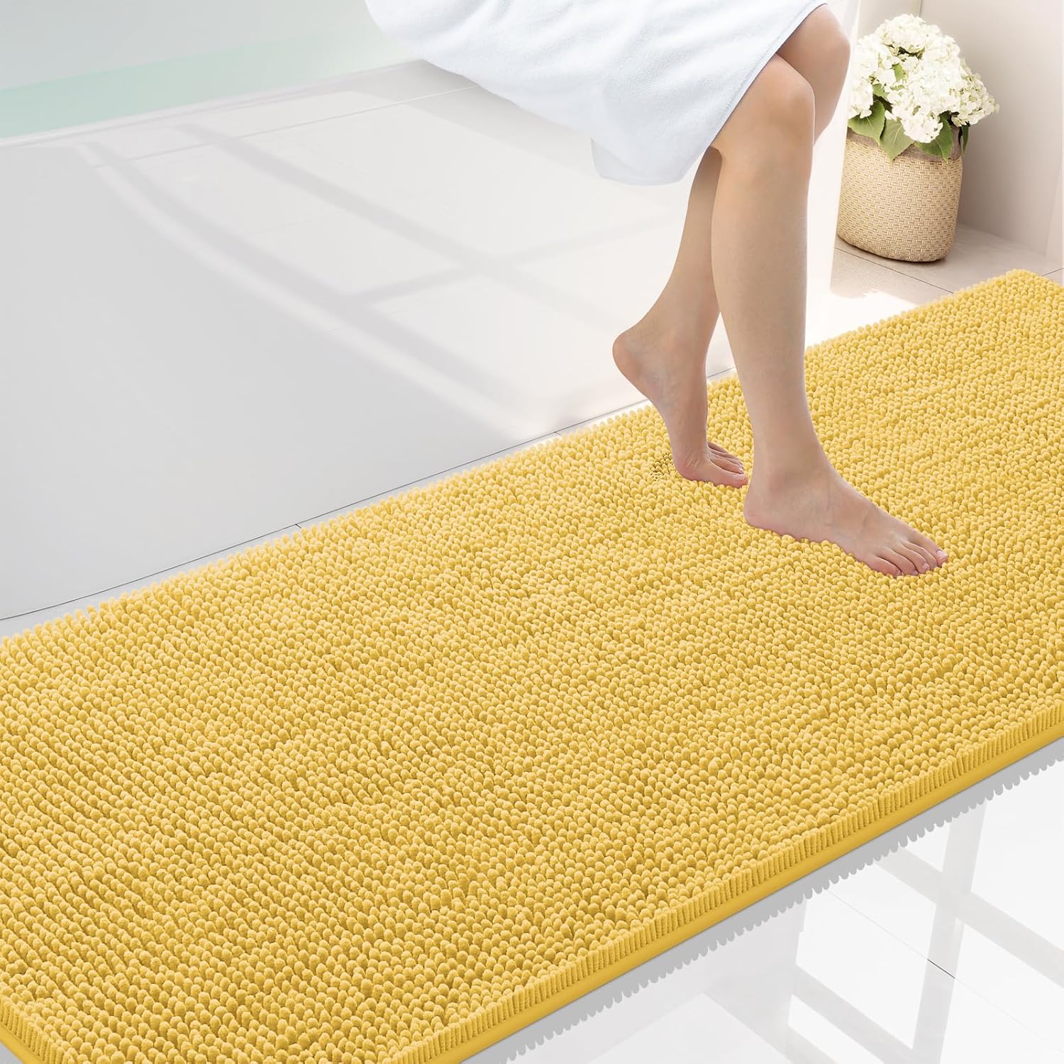 Smiry Luxury Chenille Bathroom Rugs - Soft, Absorbent, Non-Slip