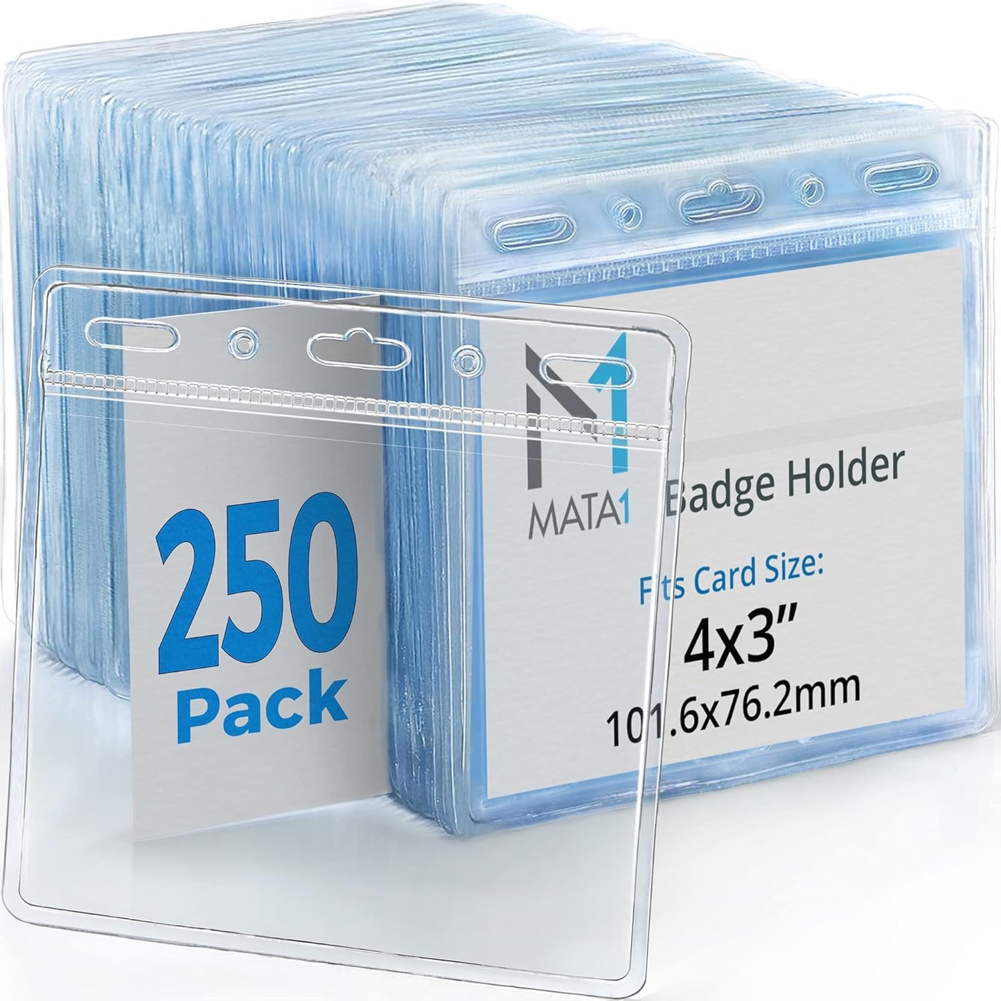 Mata1 Plastic Extra-Thick Horizontal Card Protector for ID Badges