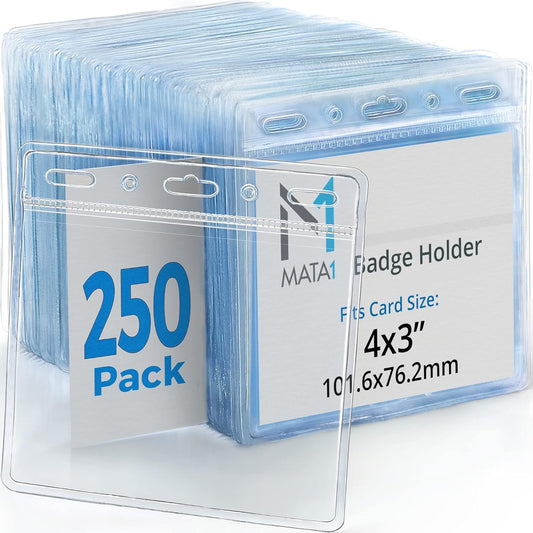Mata1 Plastic Extra-Thick Horizontal Card Protector for ID Badges