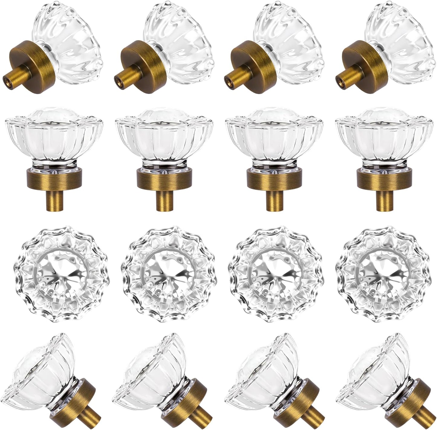 Round Cabinet Knobs Antique Brass Glass Vintage Drawer Pulls