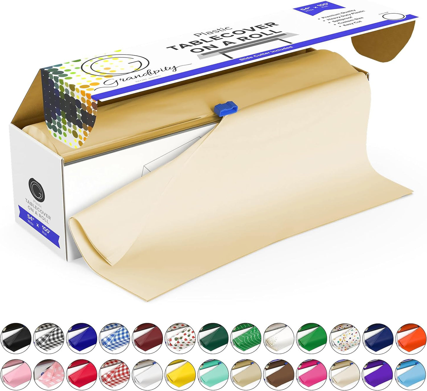 Grandipity Plastic Tablecloth Roll - Custom Cut for Any Event