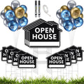 12 Pack Open House Signs with Stakes and Balloons - Directional Estate