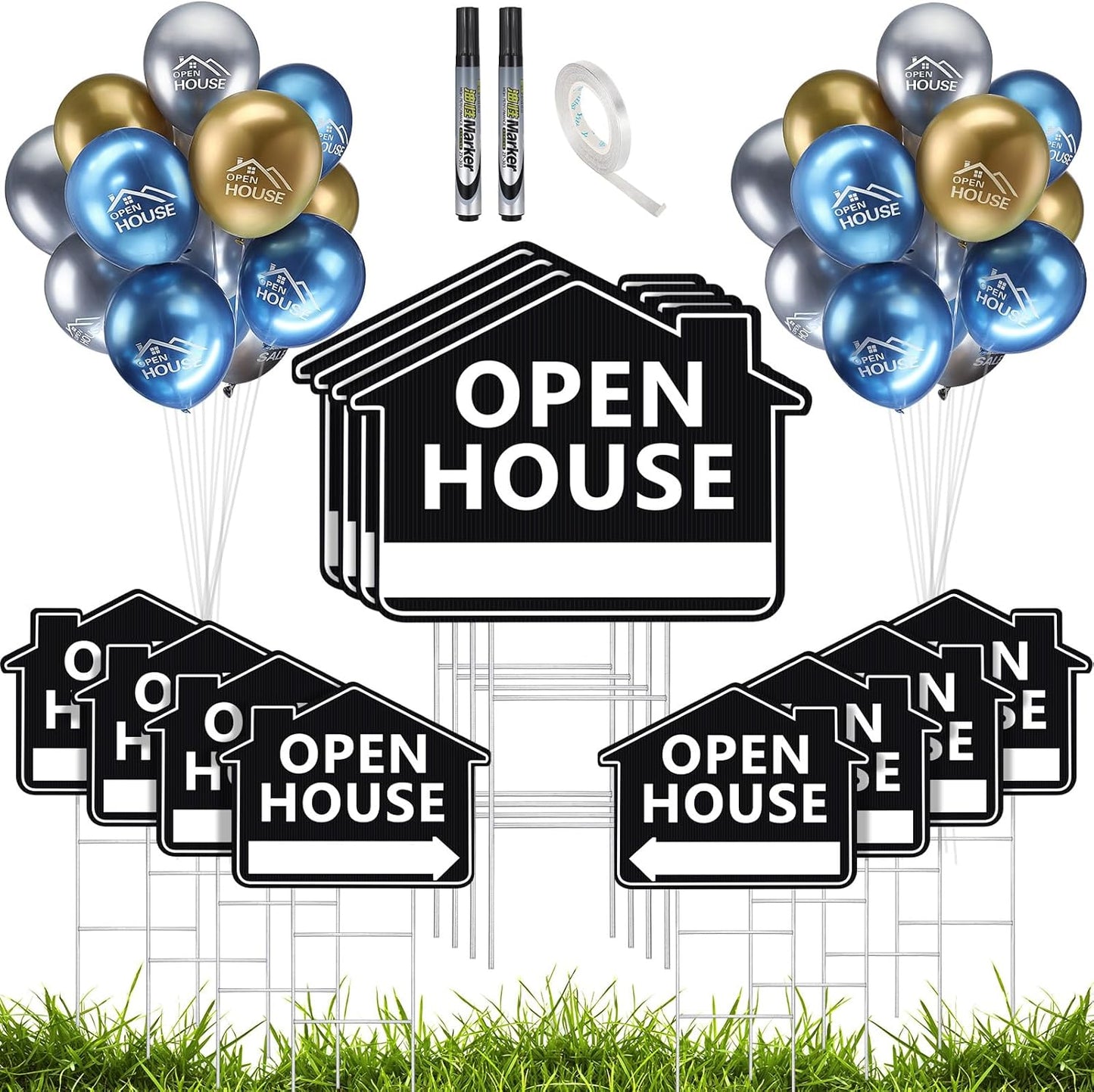 12 Pack Open House Signs with Stakes for Estate Sale Success